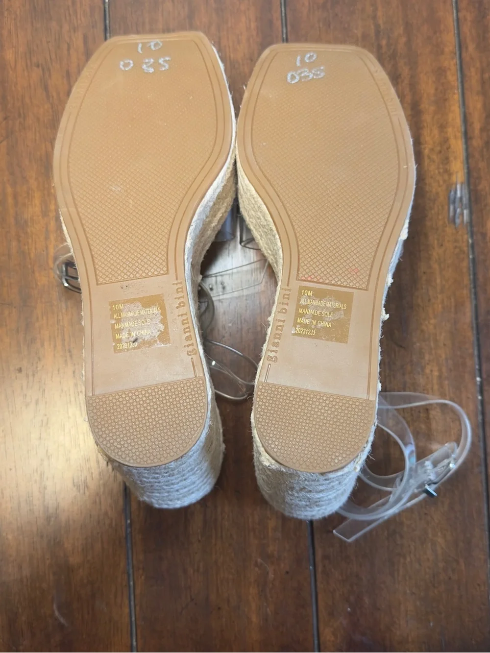 Gianni Bini Women’s Clear Strap Platform Wedge Sandal Sz 10 NWOB